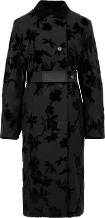 Ports 1961 floral-print trench coat - women - Viscose - 36 - Black