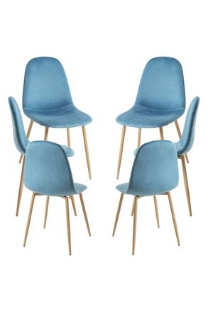 Regalos Miguel Packs Sillas Comedor - Pack 6 Sillas Teok Terciopelo - Verde Azulado