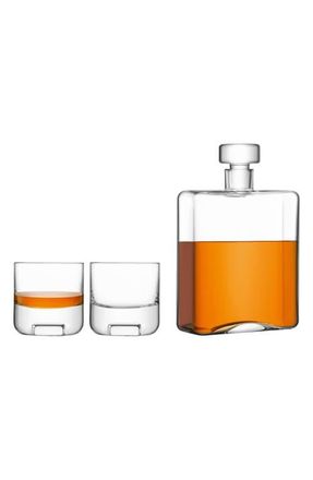 LSA Cask Whiskey Decanter & Set of 2 Glass Tumblers in Clear at Nordstrom