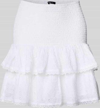 Gina Tricot Minirock mit Smok-Details im Stufen-Look in Ecru, Größe L