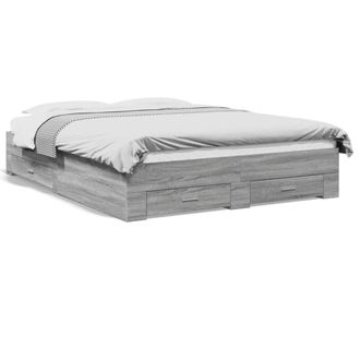 Berkfield Home Bed Frame w/Drawers Frame Grey Sonoma 150x200 cm King Size