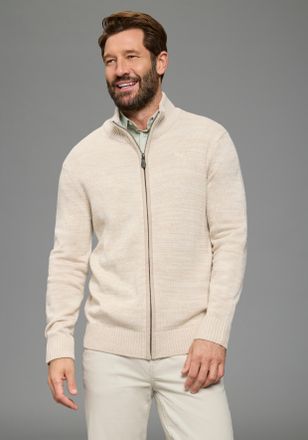 Man's World Strickjacke MANS WORLD neue Farben, Herren, Gr. 4XL (68/70), beige melange, Strick, Obermaterial: 50% Baumwolle, 50% Polyacryl, unifarben, Basic, regu