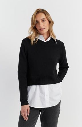 Chinti and Parker Pure Cashmere V-Neck Sweater in Black at Nordstrom, Size X-Large
