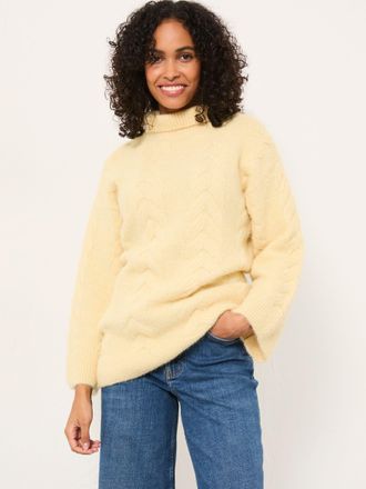 Fat Face FatFace Celia Yellow Knitted Roll Neck Jumper