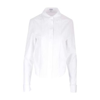 Loewe Pleated Cotton Shirt - female - Loewe - Shirts - White - S - Blouses & Shirts