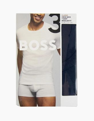 HUGO BOSS Mens Hugo Boss 3pack Embroidered Logo T Shirt Blk Grey Navy - White - Size: Regular/36