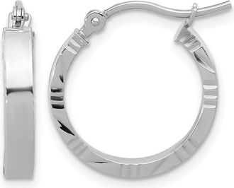 Diamond2Deal 14k Gold Small 3mm Diamond-cut Edge Round Hoop Earrings