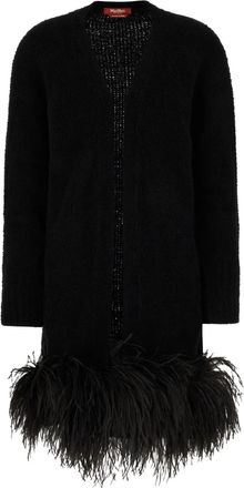 Max Mara feather-trim cardigan - Black