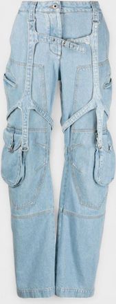 Off-white Womens Bleach Cargo Pocket Over Pant Light Denim - Blue - Size 26 (Waist)