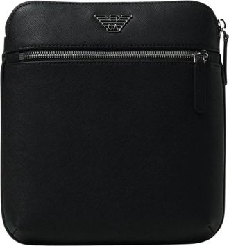 Emporio Armani Saffiano Effect Crossbody Tas - Heren - Schoudertassen - Zwart - ONE Size - Tassen