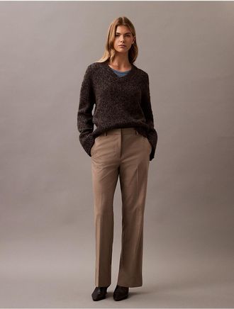 Calvin Klein Womens Refined Stretch Straight Trouser - White - 0W x RL