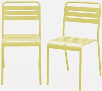 Sweeek Sweeek - Silla De Jard&iacute;n De Acero, Set De 2, Amelia, Amarillo, 44x52x79 Cm