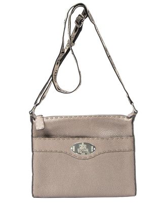 Fendi Fendi Greige Grained Leather Front Pocket Crossbody (Authentic Pre-Loved)