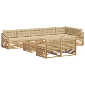 vidaXL Conjunto De Sof&aacute;s De Exterior Con Coj&iacute;n 9 Pcs Y Beige Vidaxl