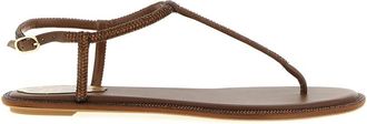 Rene Caovilla Brown Slip On Sandals