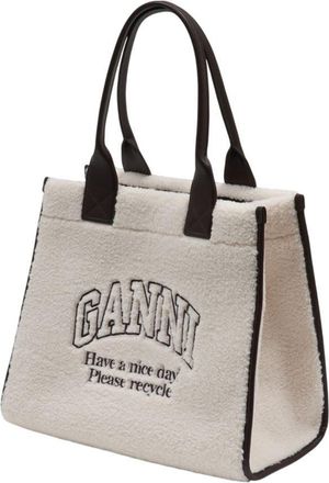 Ganni Womens Shearling Tote White