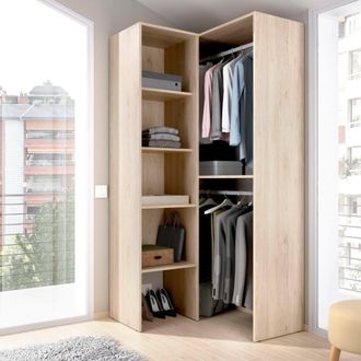Dmora Armario Bernina, Estructura Para Vestidor De Esquina, Perchero De Esquina Abierto, 79x88h186 Cm, Roble - Dmora