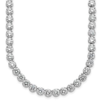 Diamond2Deal Sterling Silver Cubic Zirconia Tennis Necklace 18