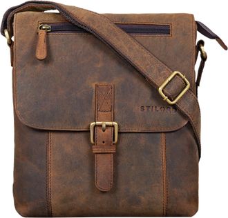STILORD Matthias Men Shoulder Bag Leather Vintage Messenger Bag 10.1 inch Tablet iPad Small in Genuine Cowhide Leather Colour:Colorado - Brown