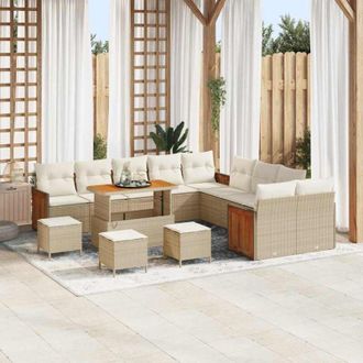 vidaXL Conjunto De Sof&aacute; De Jard&iacute;n 14 Pcs Beige, Crema 110 X 55 X 71 Cm Vidaxl