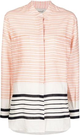Bambah Aida striped linen shirt - women - Linen/Flax - M - Orange
