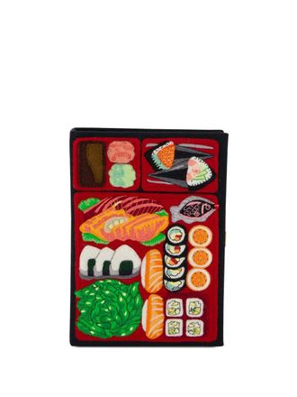 Olympia Le-Tan Bento Box embroidered clutch bag - women - Canvas - One Size - Black