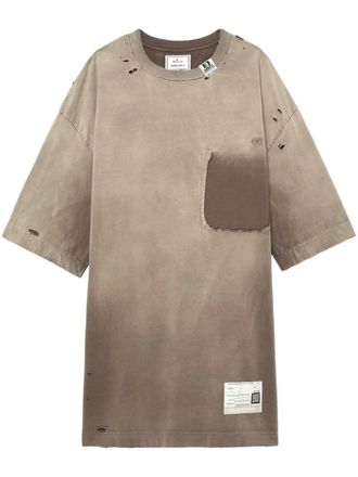 Miharayasuhiro distressed-effect T-shirt - women - Cotton - 34 - Neutrals