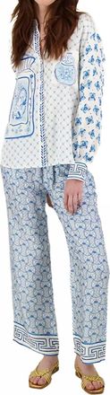 Me369 Bailey Straight Track Pants In Blue Multi