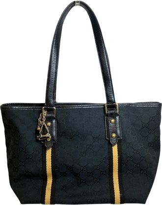 Gucci Gg Canvas Gg Canvas Leather Tote Bag (Pre-Owned)