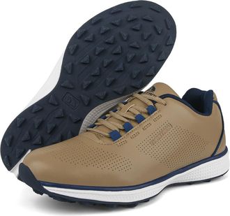 Generic Mens Golf Shoes Spikeless Daily Walking Waterproof Slip-Resistant Casual Sneakers for Golfing Trainning Daily Walking,Brown,10 UK