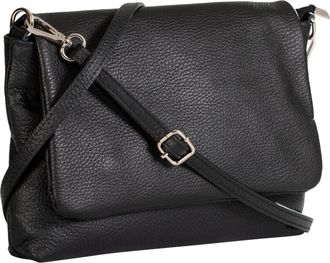 LiaTalia Womens Real Italian Leather Small Evening Shoulder Bag - Cross Body Purse with Flap Top & Adjustable Strap - Jules (Black)