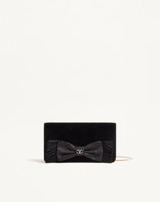 Valentino Garavani Mini Borsa A Tracolla Vlogo Signature In Velluto Donna NERO UNI