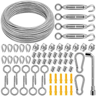 OEM Cable De Acero Inoxidable De 3 Mm, Alambre De Jard&iacute;n Recubierto De Pvc De 35 M Con Tensores Para Plantas Trepadoras, Iluminaci&oacute;n Exterior, Cercas Y Pr