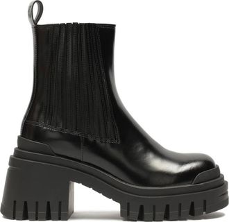Kazar Zwarte Slip-on Platformlaarzen - Dames - Laarzen met Hak - Zwart - 37 EU - Leer - Schoenen