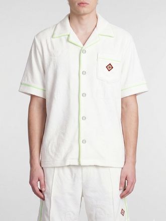 Casablanca Camicia bowling a maniche corte in misto cotone con collo cubano