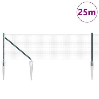 Berkfield Home Green Welded Wire Fence with 13 Spike Posts Green 0.6x25 m Steel