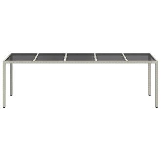 Berkfield Home Garden Table White 250x100x75 cm Poly Rattan & Tempered Glass | Size: 250 x 100 x 75 cm