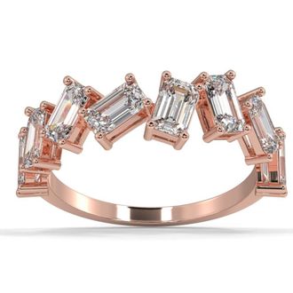 Pompeii3 2 1/2Ct Emerald Cut Moissanite Wedding Ring in 10k White, Yellow, or Rose Gold