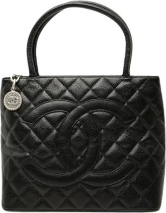 Chanel Pre-owned Medallion Tote Bag - Dames - Vintage Handtas - Zwart - ONE Size - Leer - Vintage