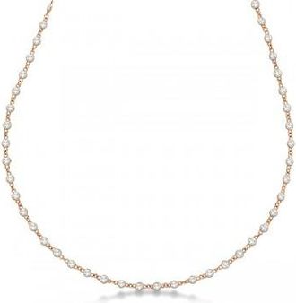 Allurez Diamond Station Eternity Necklace in 14k Rose Gold (1.51ct)