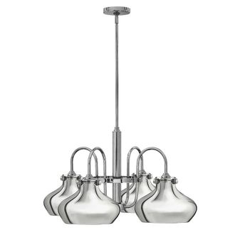 Netlighting Hinkley Congress Pendant Light Multi Arm Dome Shades 4x E27 Chrome in Silver