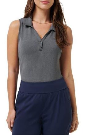 Travis Mathew Featherweight Active Sleeveless Polo in Heather Black at Nordstrom Rack, Size Small
