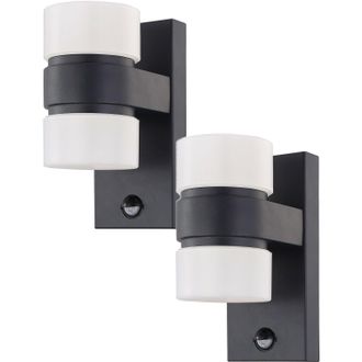 Loops 2 PACK IP44 Outdoor Wall Light & PIR Sensor Anthracite Aluminium 6W LED