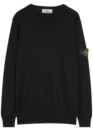 Stone Island Logo Cotton Sweatshirt - Black - S