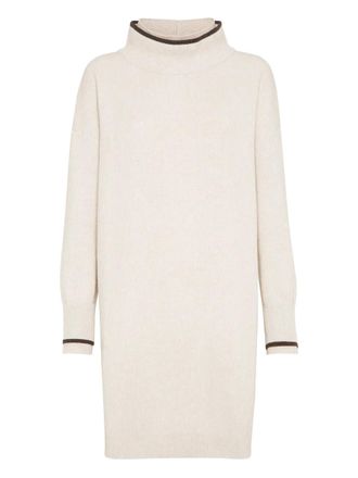 Brunello Cucinelli ribbed high-neck dress - Neutrals