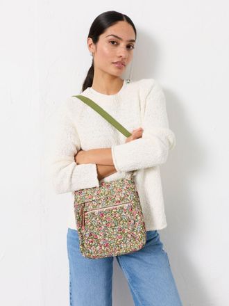 Fat Face FatFace Green Ditsy Floral Canvas Crossbody Bag