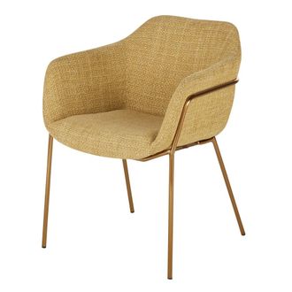 Maisons du monde Silla de tela ocre y acero dorado