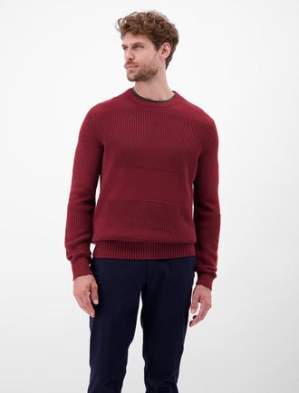 Lerros Strickpullover LERROS Herren Strickpullover, Herren, Gr. XXL, deep garnet rot, 100% Baumwolle, Rundhals, Pullover Strickpullover