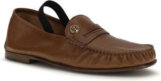 Versace Womens Brown Lamb Ovis Aries Slip-On Loafers