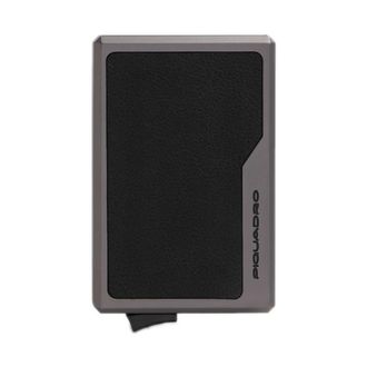 Piquadro Accessoires, Heren, Zwart, ONE Size, Leer, Mag Safe Kaarthouder met Pop-up Functie